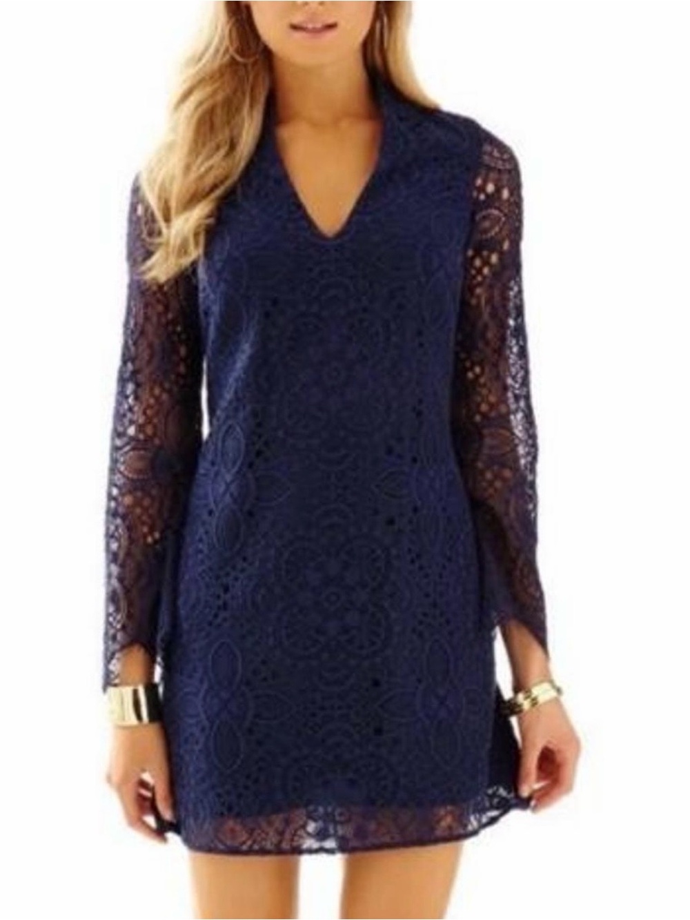 Lilly Pulitzer Felicity True Navy Blue Sunburst Lace Dress | Size 4